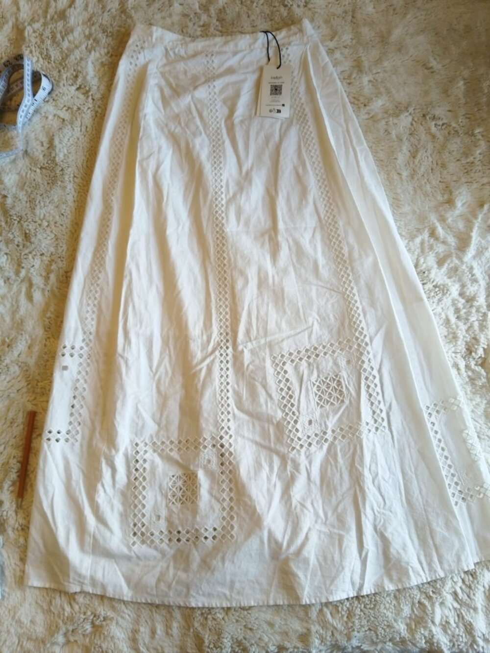 NWT ba&sh Blossom White Organic Cotton Eyelet Maxi Skirt - Size 34 (XS)